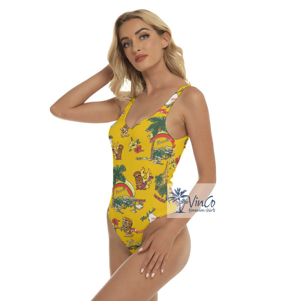 Sexy Tiki Guitar Tropical Hawaiian Swimsuit