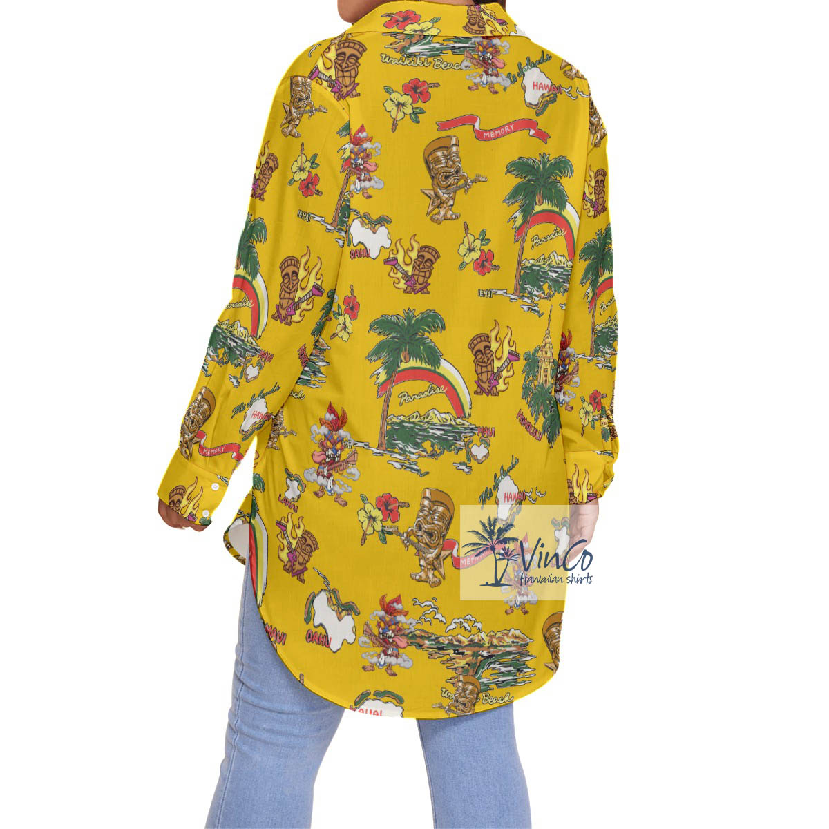 Guitar Tiki Tropical Islands Vintage Hawaiian Plus Size Shirt