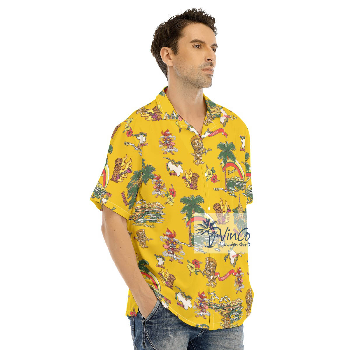 Funny Tiki Guitar Tropical Islands Hawaiian Shirt