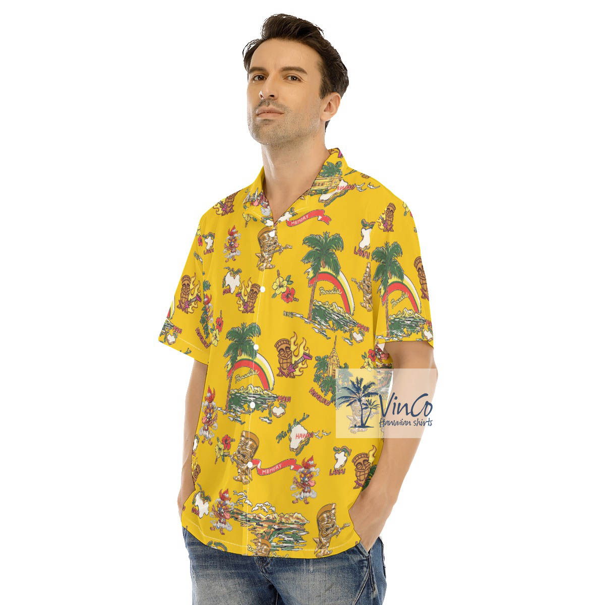 Funny Tiki Guitar Tropical Islands Hawaiian Shirt