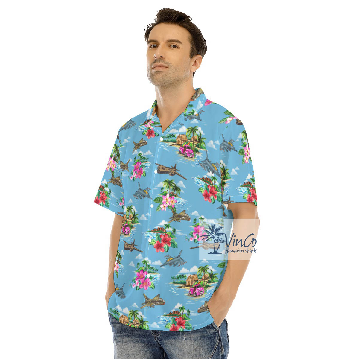 Tropical Islands Bomber Airplanes Hawaiian Shirt