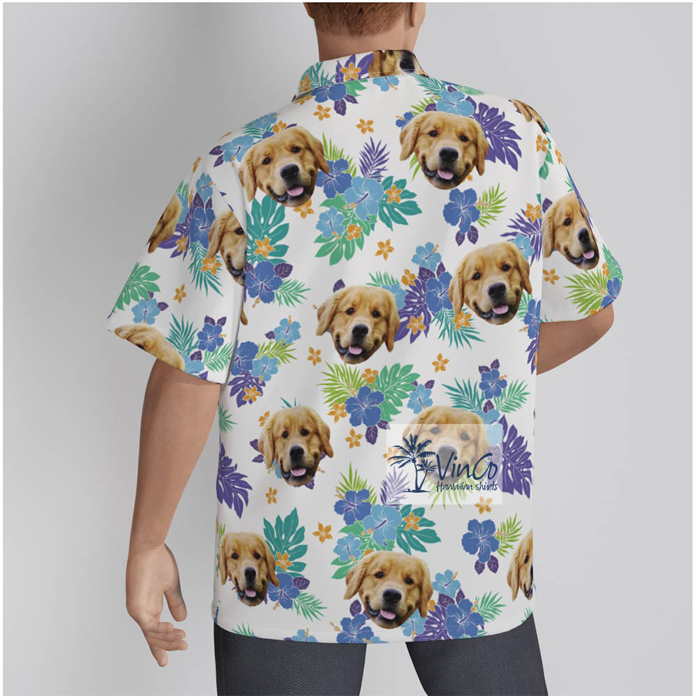Flowers Custom Dog Face Hawaiian Shirt