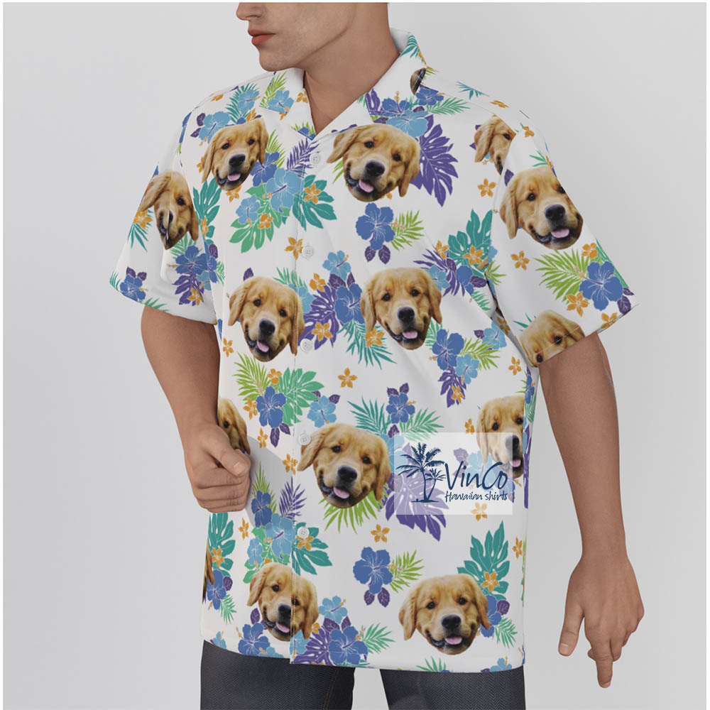 Flowers Custom Dog Face Hawaiian Shirt