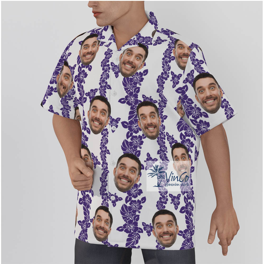 Purple Flowers Custom Hawaiian Shirt For Men