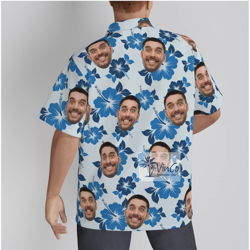 Personalized Faces Photo Hawaiian Button Up Shirt For Matching