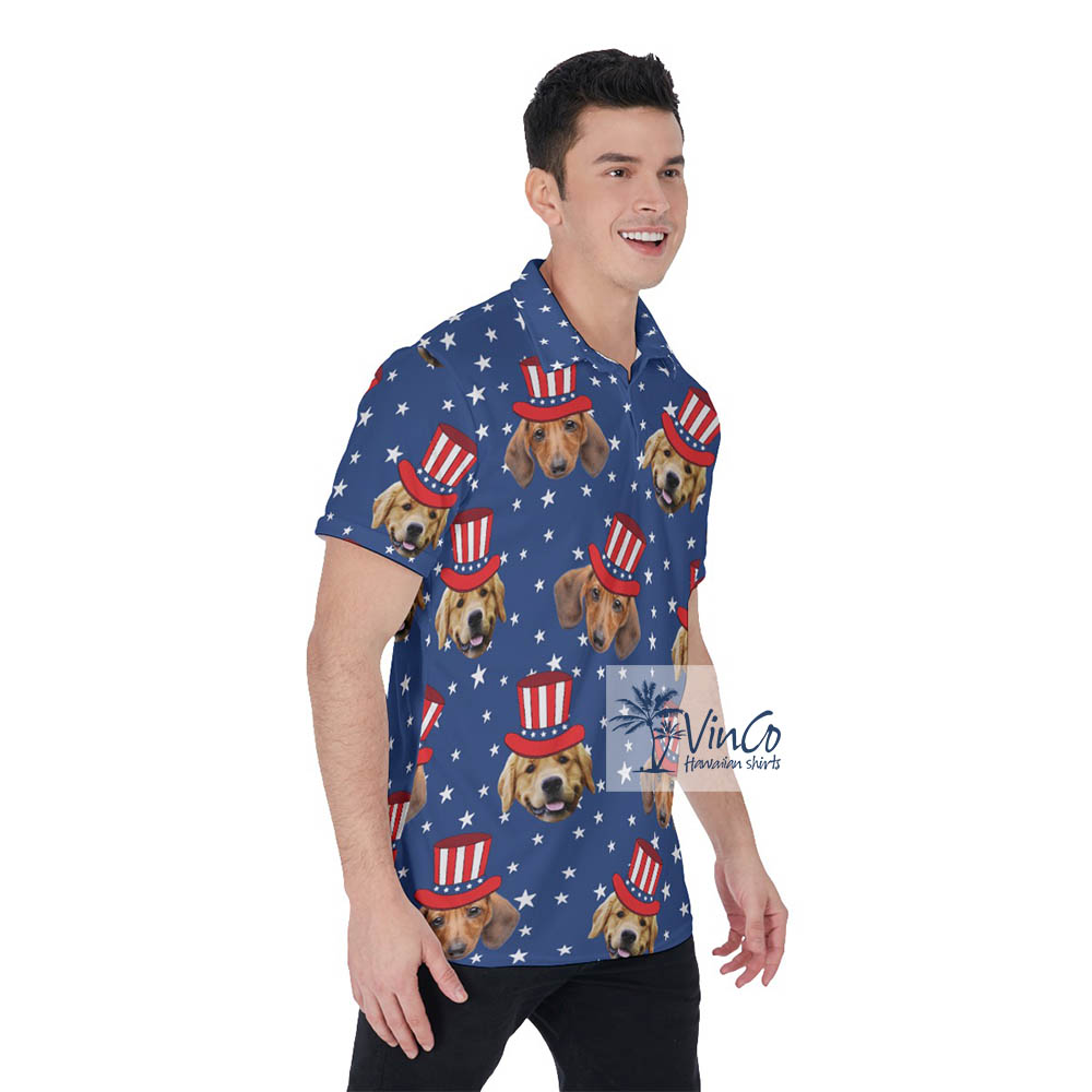 Custom Pet Faces 4th Of July Hawaiian Polo Golf Shirt
