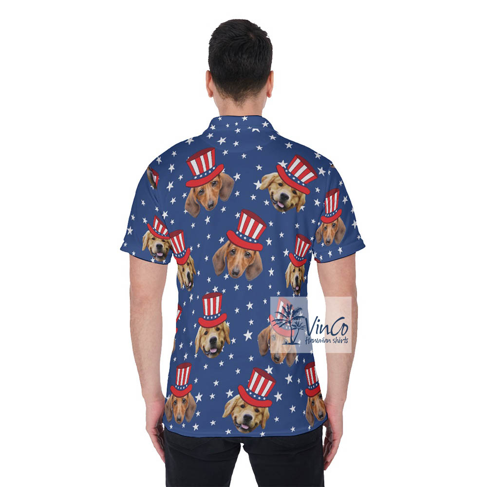 Custom Pet Faces 4th Of July Hawaiian Polo Golf Shirt