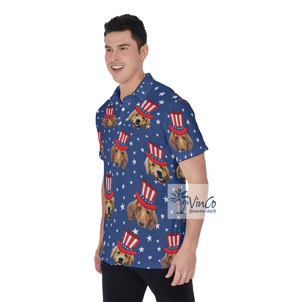 Custom Pet Faces 4th Of July Hawaiian Polo Golf Shirt
