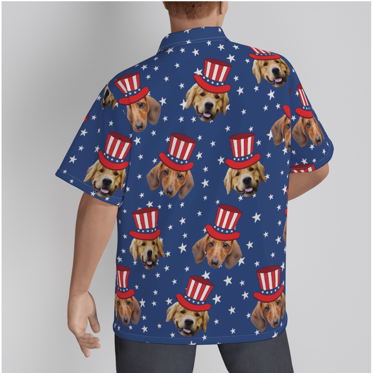 Custom Multiple Pet Face 4th Of July Party Hawaiian Shirt For Men