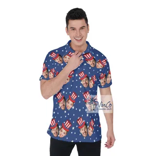 Custom 2 Faces 4th Of July Hawaiian Polo Shirt For Men