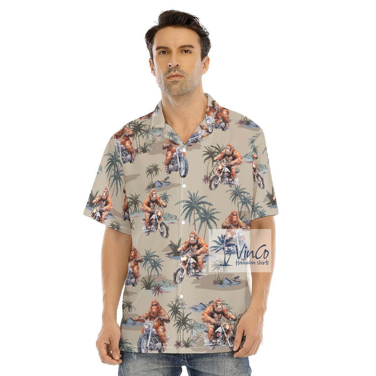 Bigfoot Riding Motorcycle Hawaiian Shirt - variant image 1