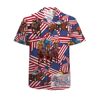 American Horse Racing Cotton Hawaiian Shirt