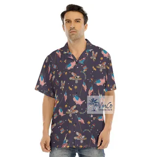 American Eagle Statue of Liberty Men's Hawaiian Shirt