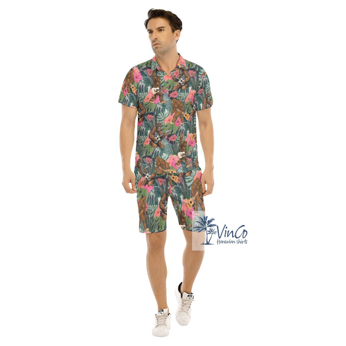 Tropical Bigfoot Guitar Hawaiian Shirt And Matching Shorts For Men - variant image 1