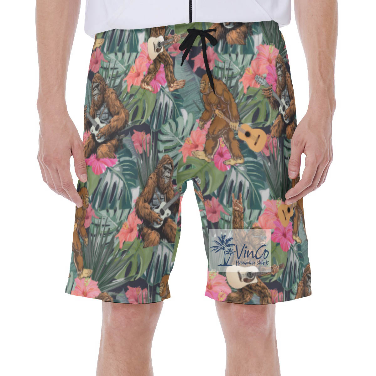 Tropical Guitar Bigfoot Hawaiian Swim Trunks - variant image 1
