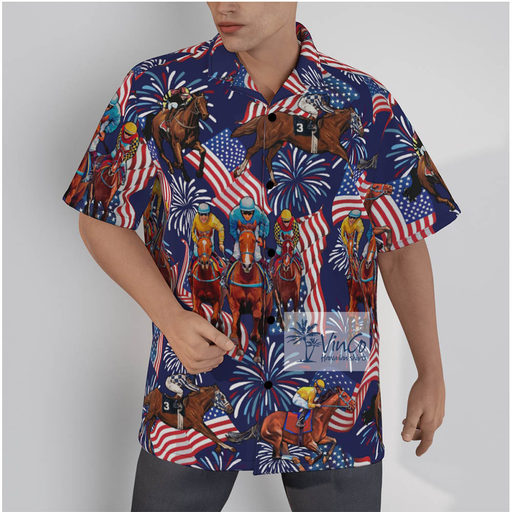 American Horse Racing Hawaiian Shirts For Men - variant image 1