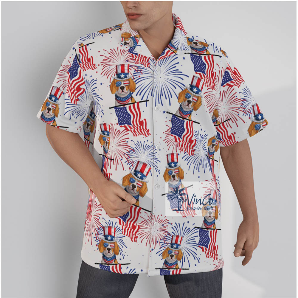 Beagle Dog Patriotic Hawaiian Shirt For Men - variant image 1