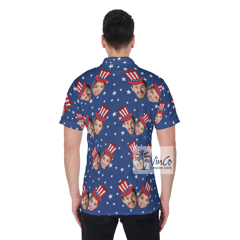 Custom 2 Faces 4th Of July Hawaiian Polo Shirt For Men