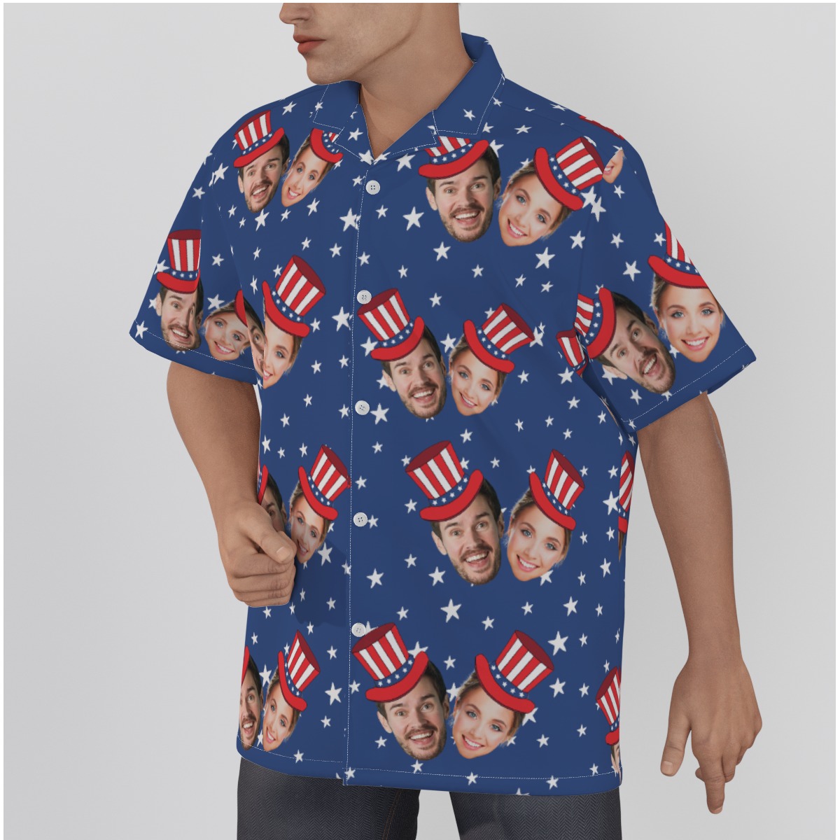 Custom 4th of July Hawaiian Shirt With 2 Faces For Men