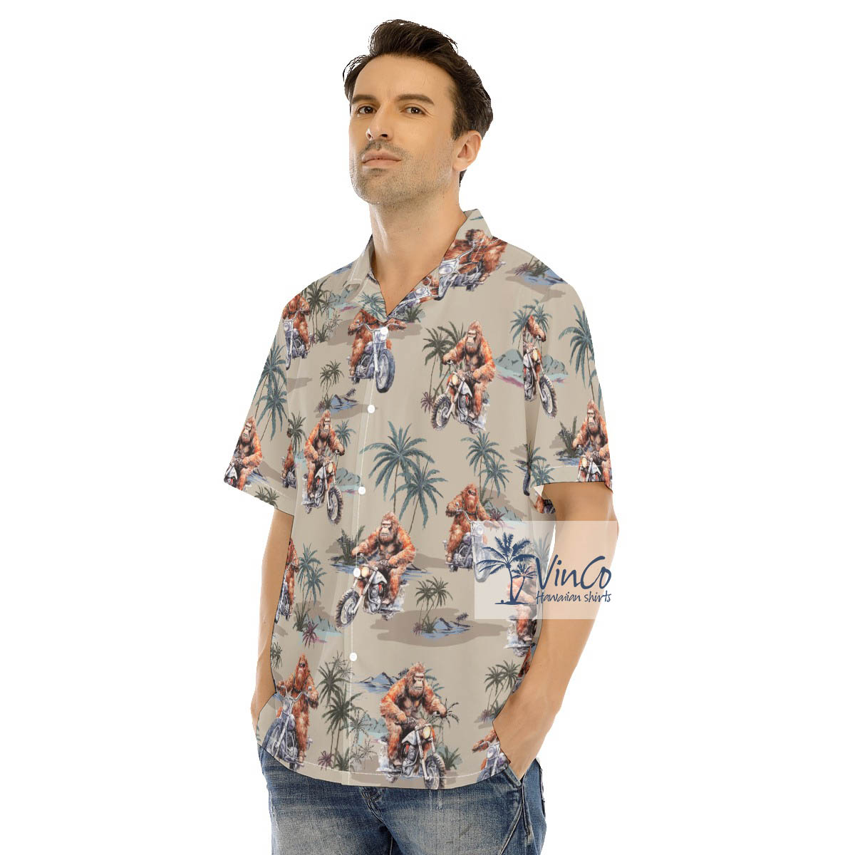 Bigfoot Riding Motorcycle Hawaiian Shirt