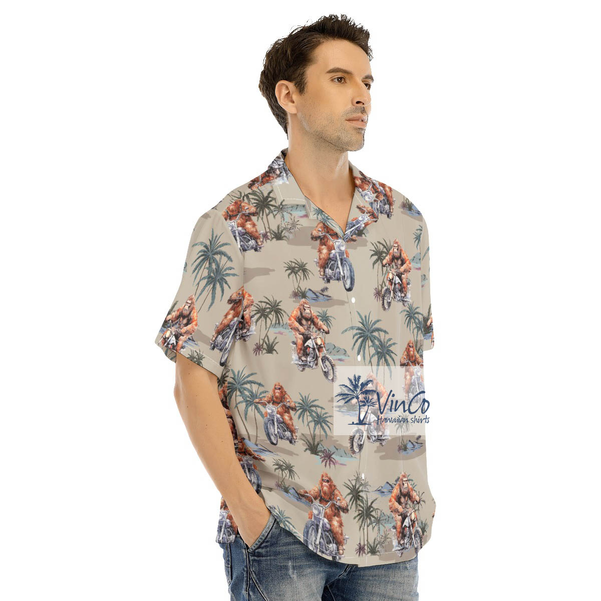 Bigfoot Riding Motorcycle Hawaiian Shirt
