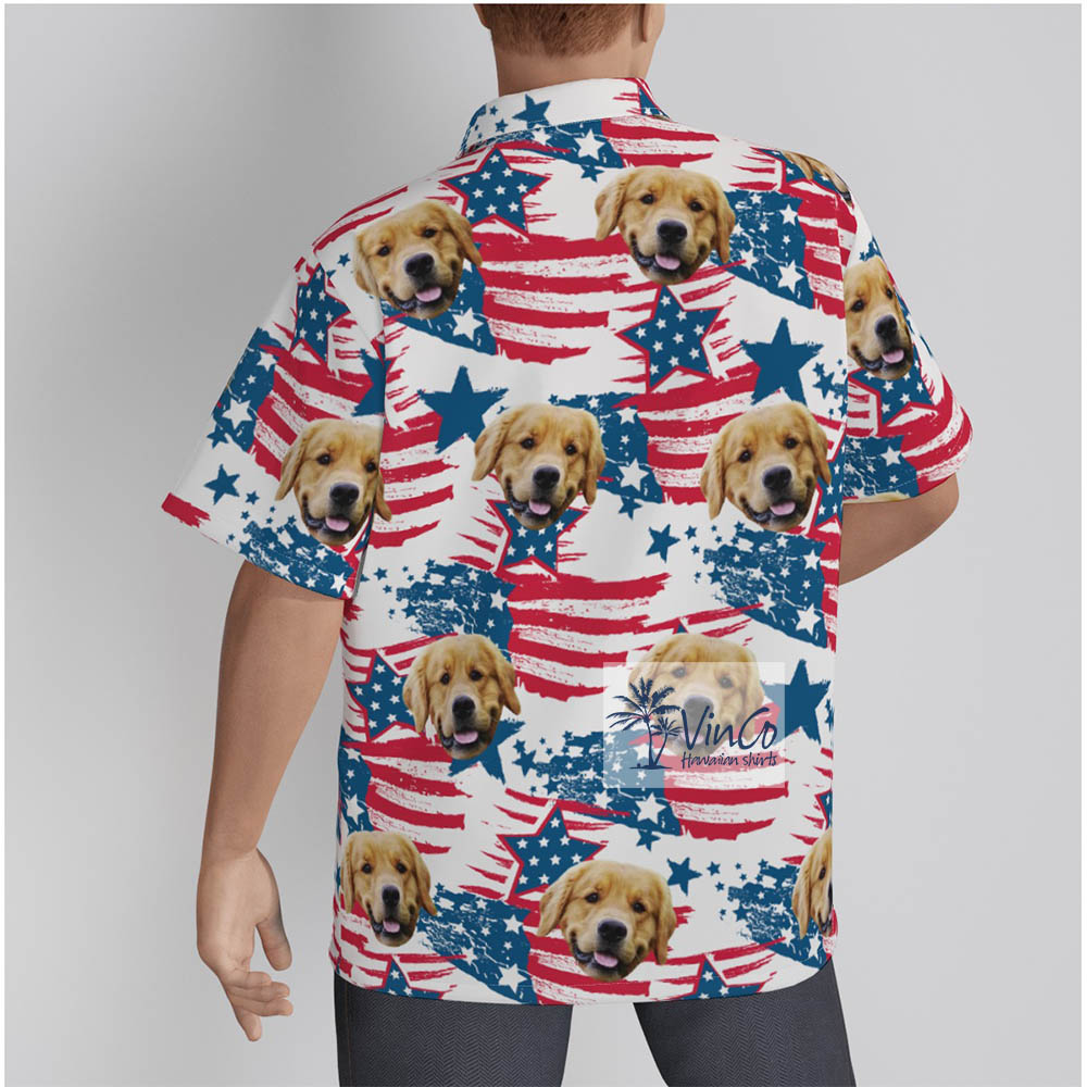 Patriotic Custom Dog Face Hawaiian Shirt
