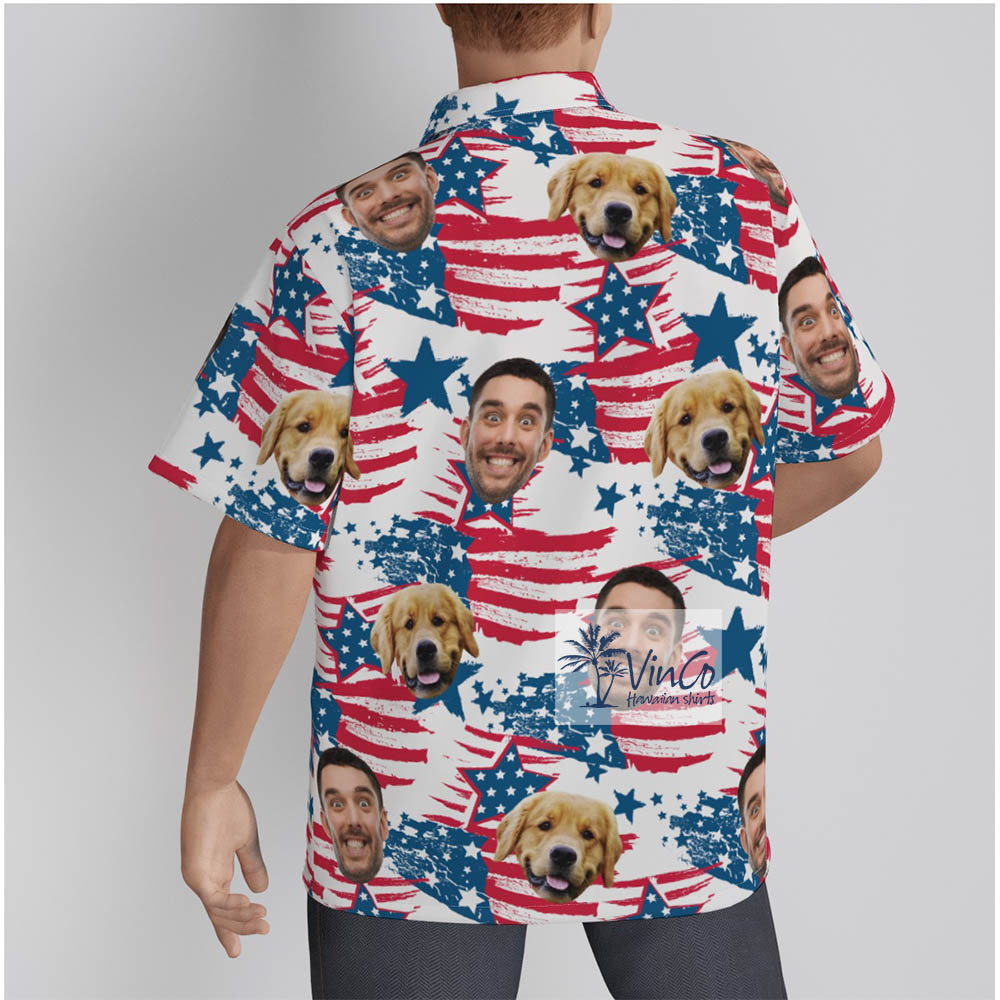 Personalized Custom Personalized Faces Patriotic Hawaiian Shirt