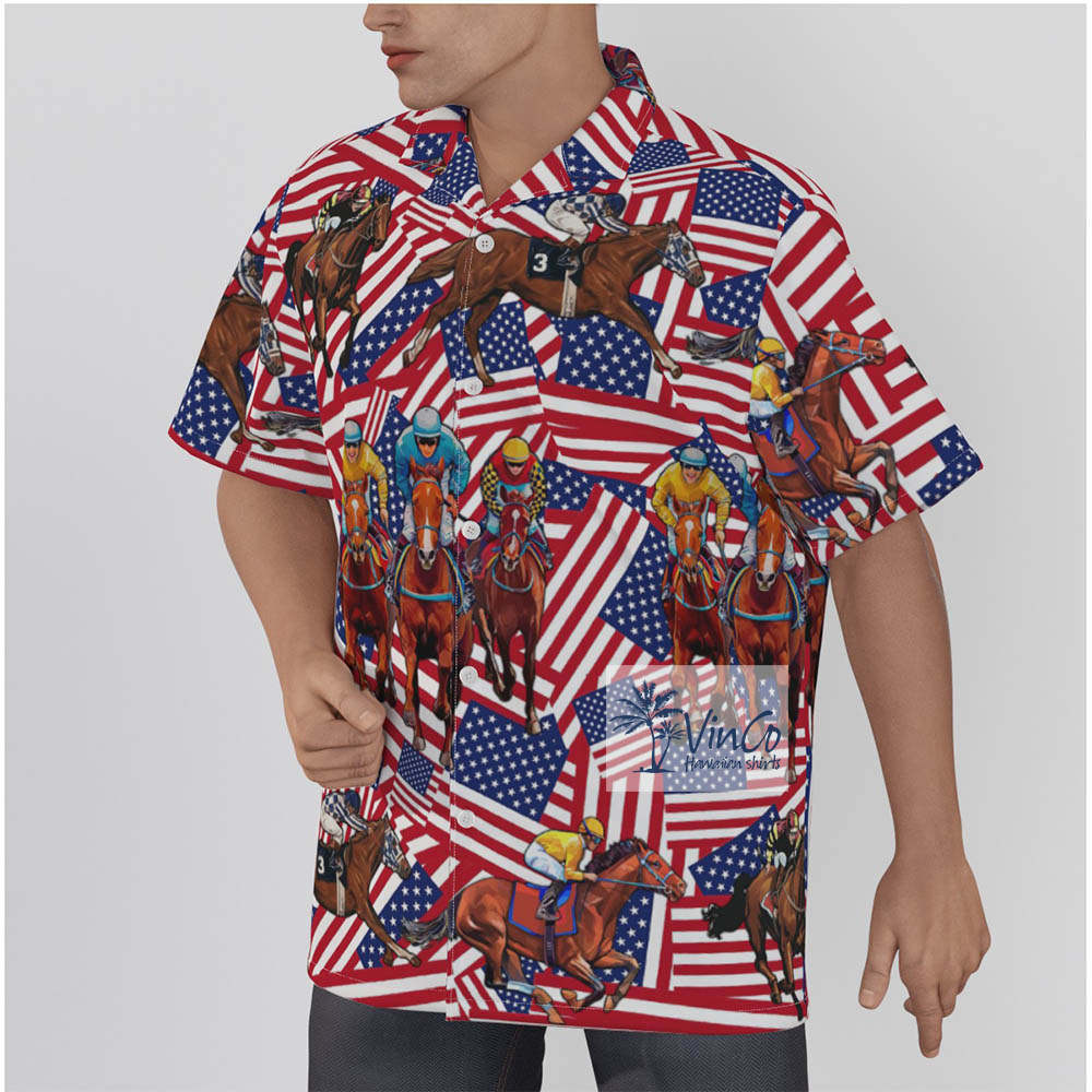 American Horse Racing Cotton Hawaiian Shirt