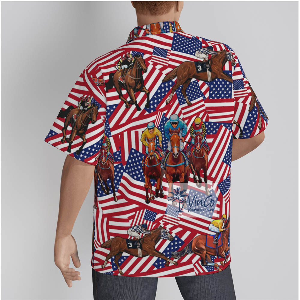 American Horse Racing Cotton Hawaiian Shirt