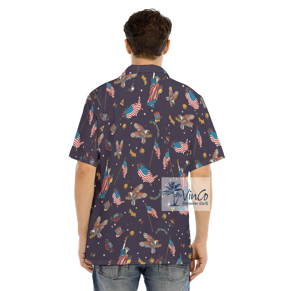 American Eagle Statue of Liberty Men's Hawaiian Shirt