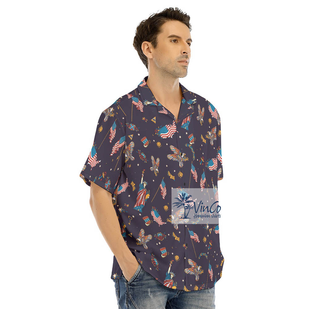 American Eagle Statue of Liberty Men's Hawaiian Shirt