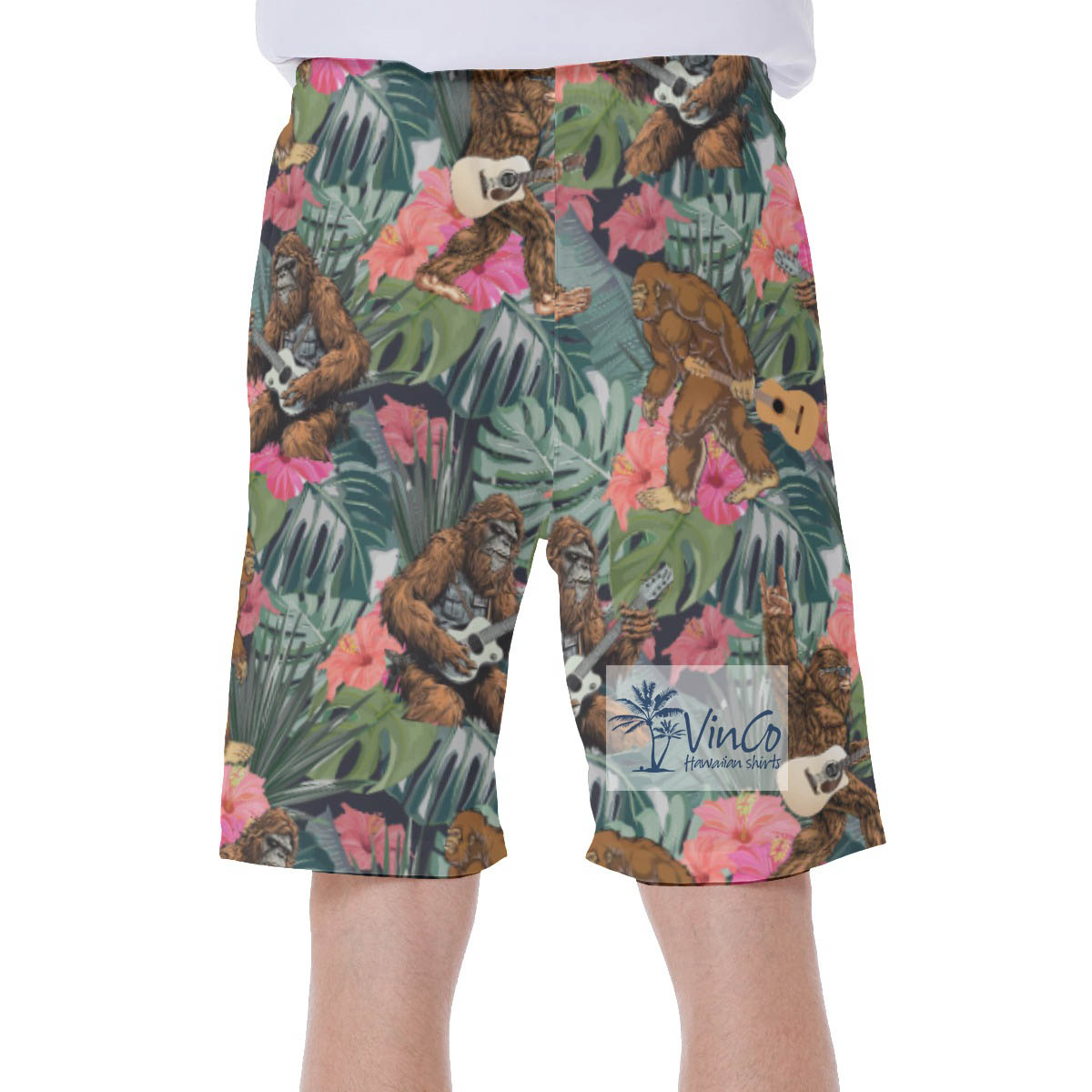 Tropical Guitar Bigfoot Hawaiian Swim Trunks