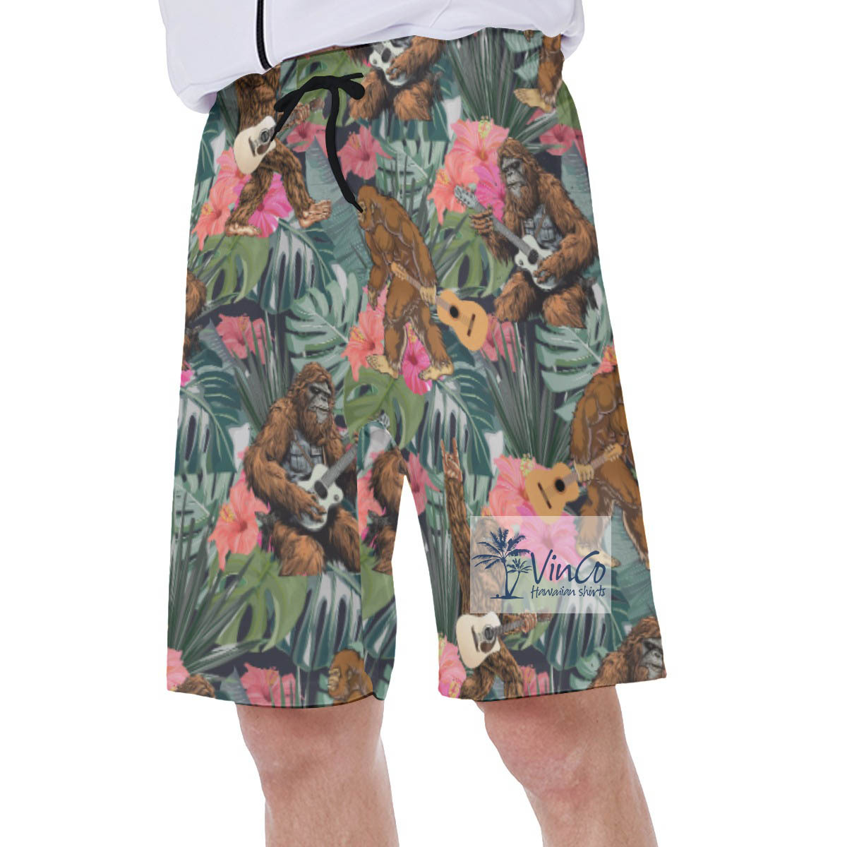 Tropical Guitar Bigfoot Hawaiian Swim Trunks