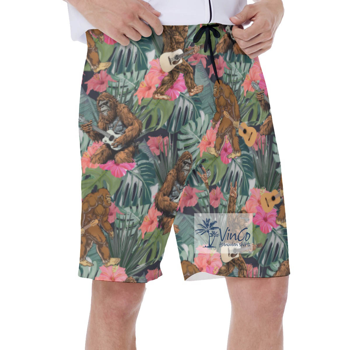 Tropical Guitar Bigfoot Hawaiian Swim Trunks