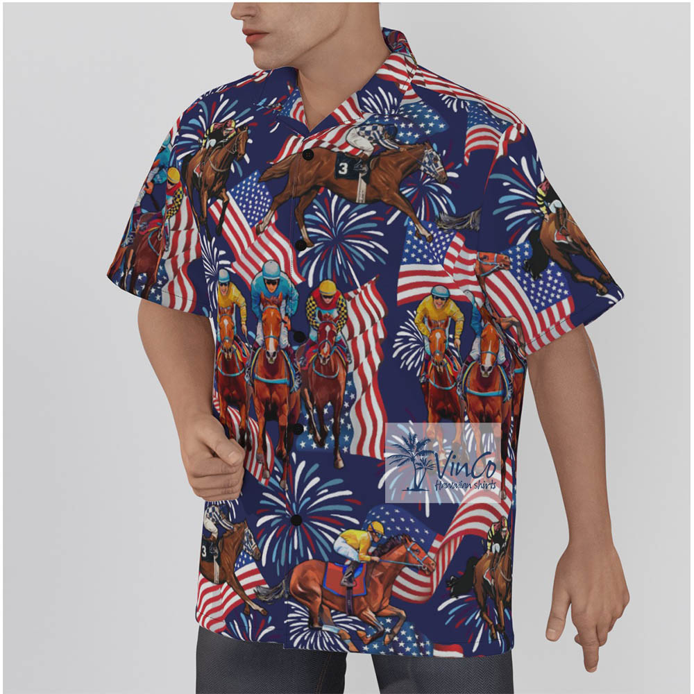 American Horse Racing Hawaiian Shirts For Men