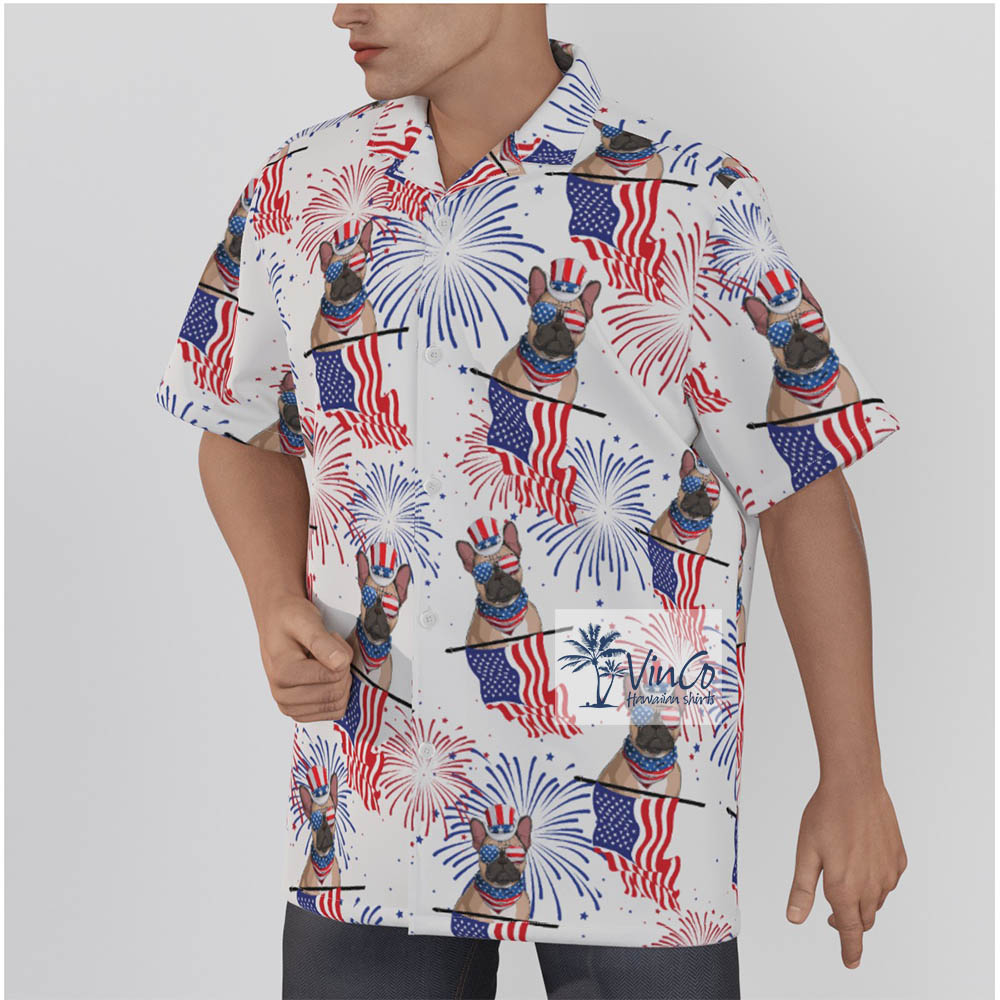 French Bulldog American Flag 4th Of July Hawaiian Shirt