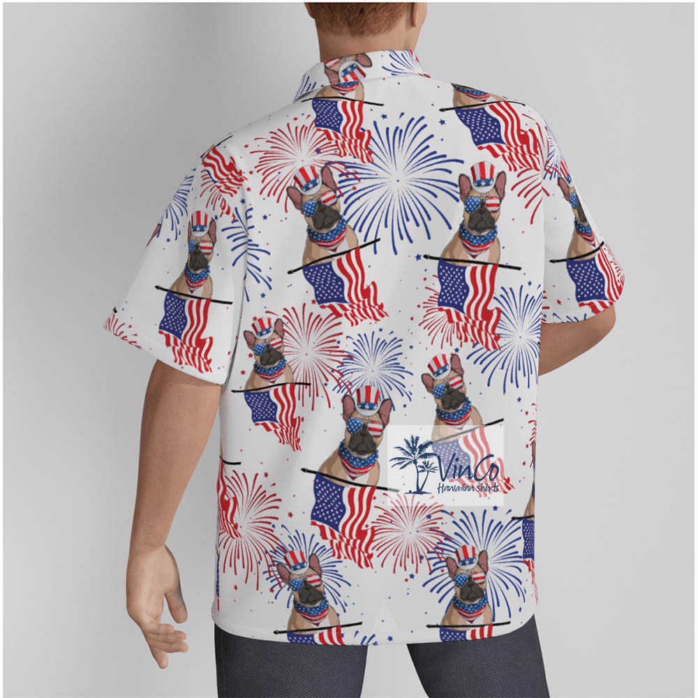 French Bulldog American Flag 4th Of July Hawaiian Shirt