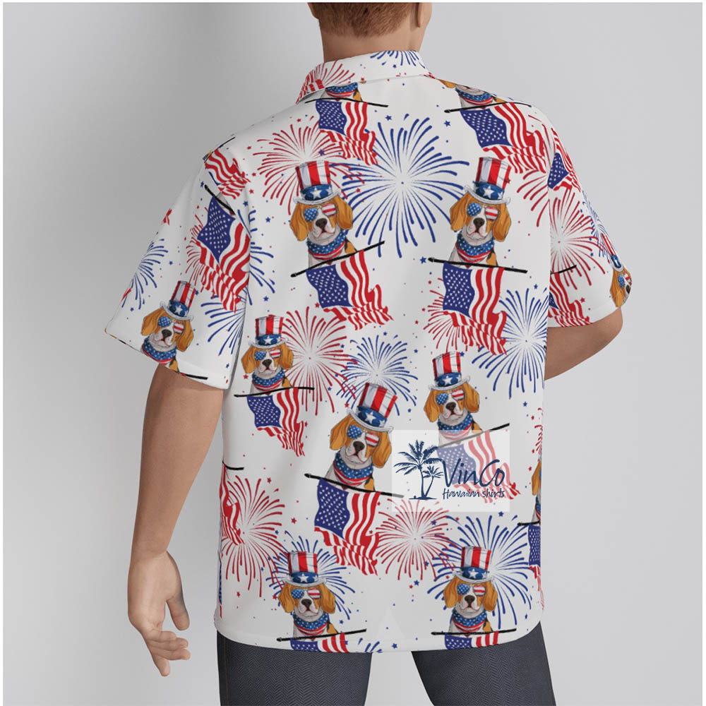Beagle Dog Patriotic Hawaiian Shirt For Men