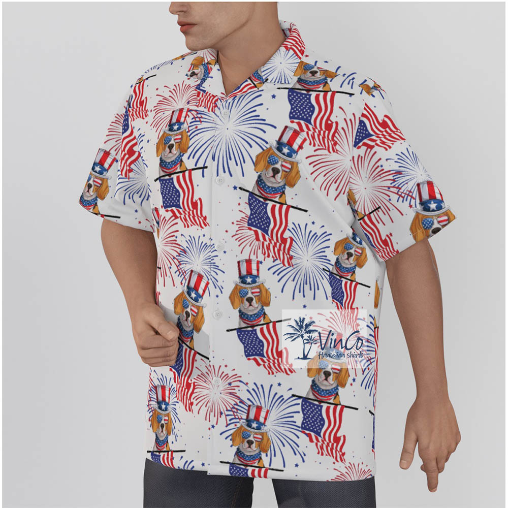 Beagle Dog Patriotic Hawaiian Shirt For Men