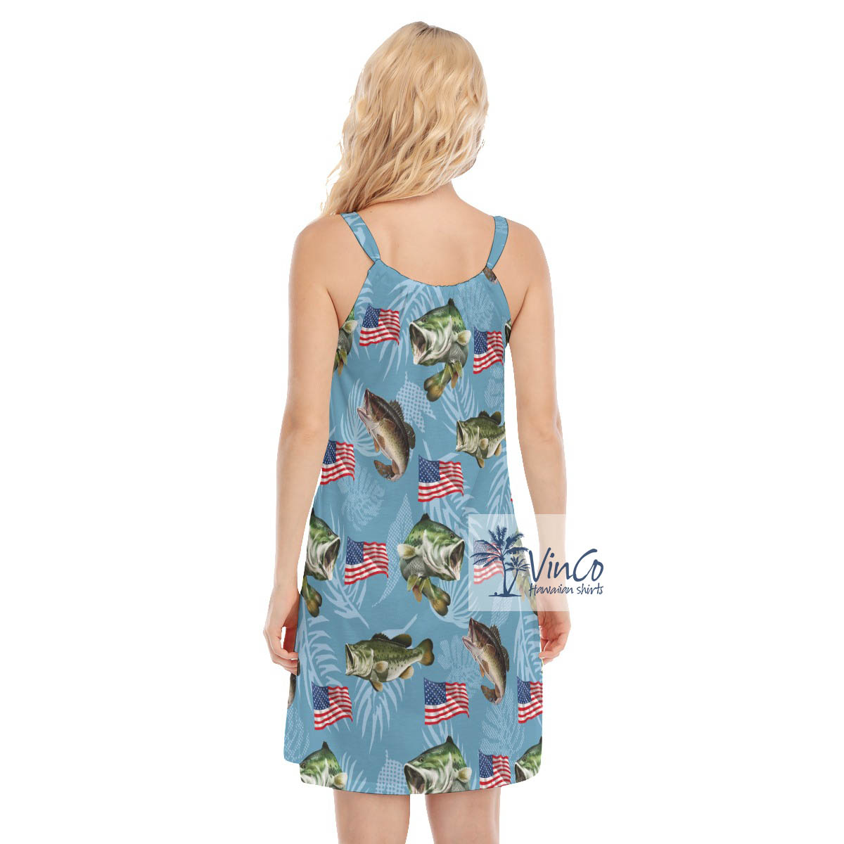 Funny Fish American Flag Hawaiian Cami Dress