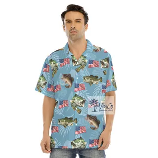 American Flag Fish Hawaiian Shirt