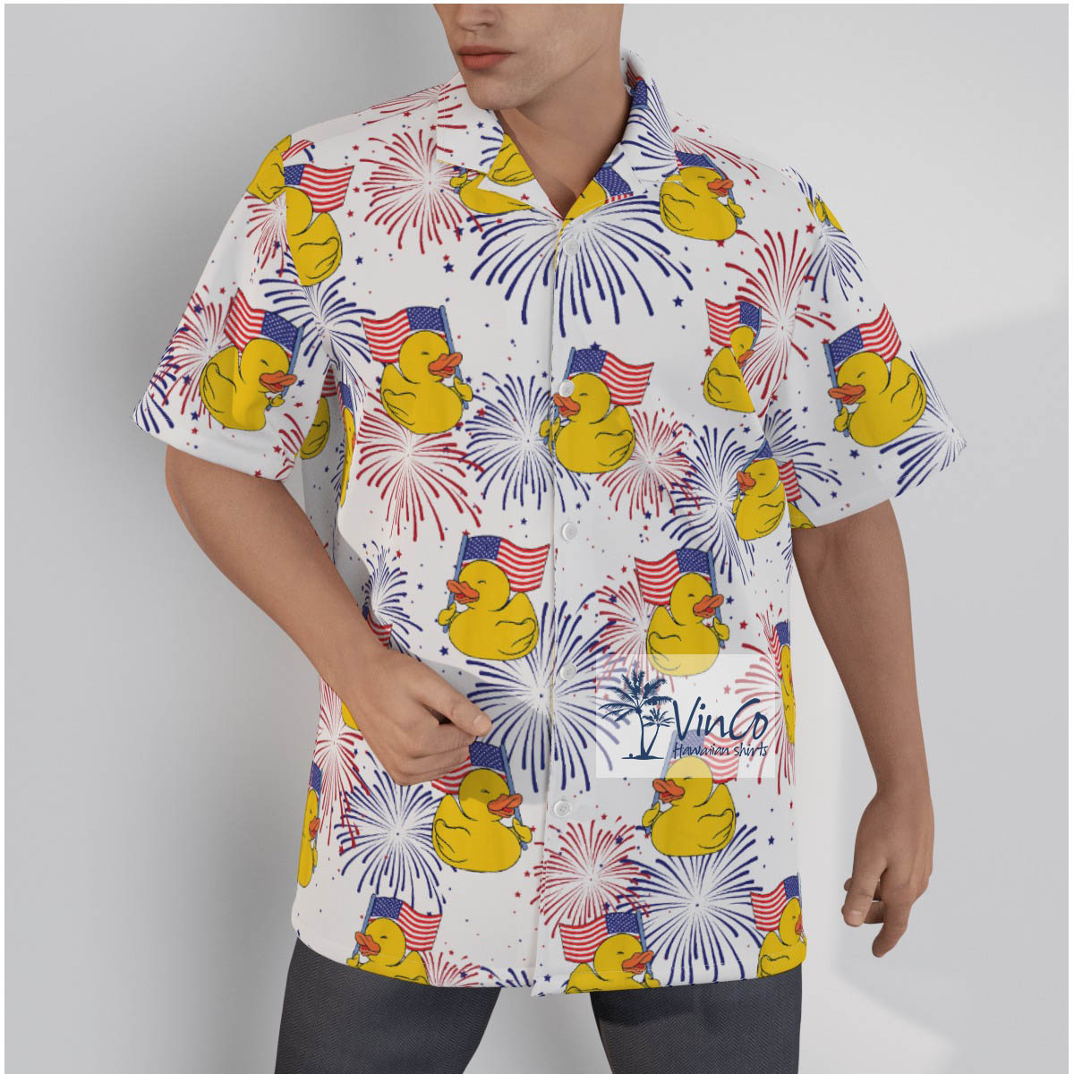 Patriotic Rubber Duck Hawaiian Shirt For 4th Of July - variant image 1