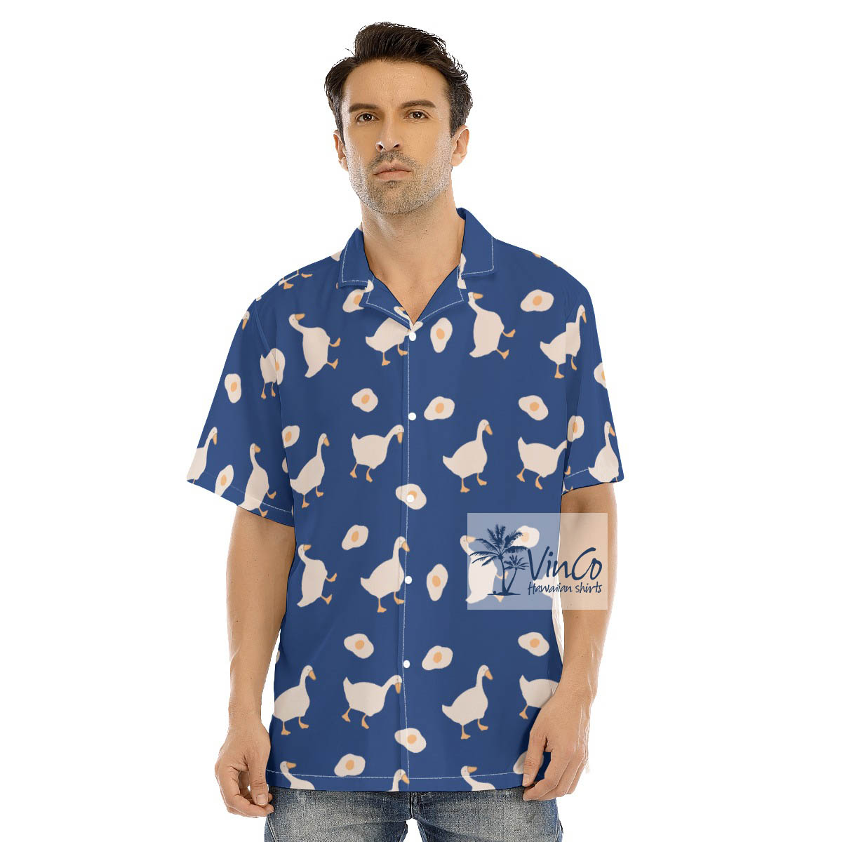 Navy Goose Hawaiian Shirt All Over Print Aloha Shirt - variant image 1