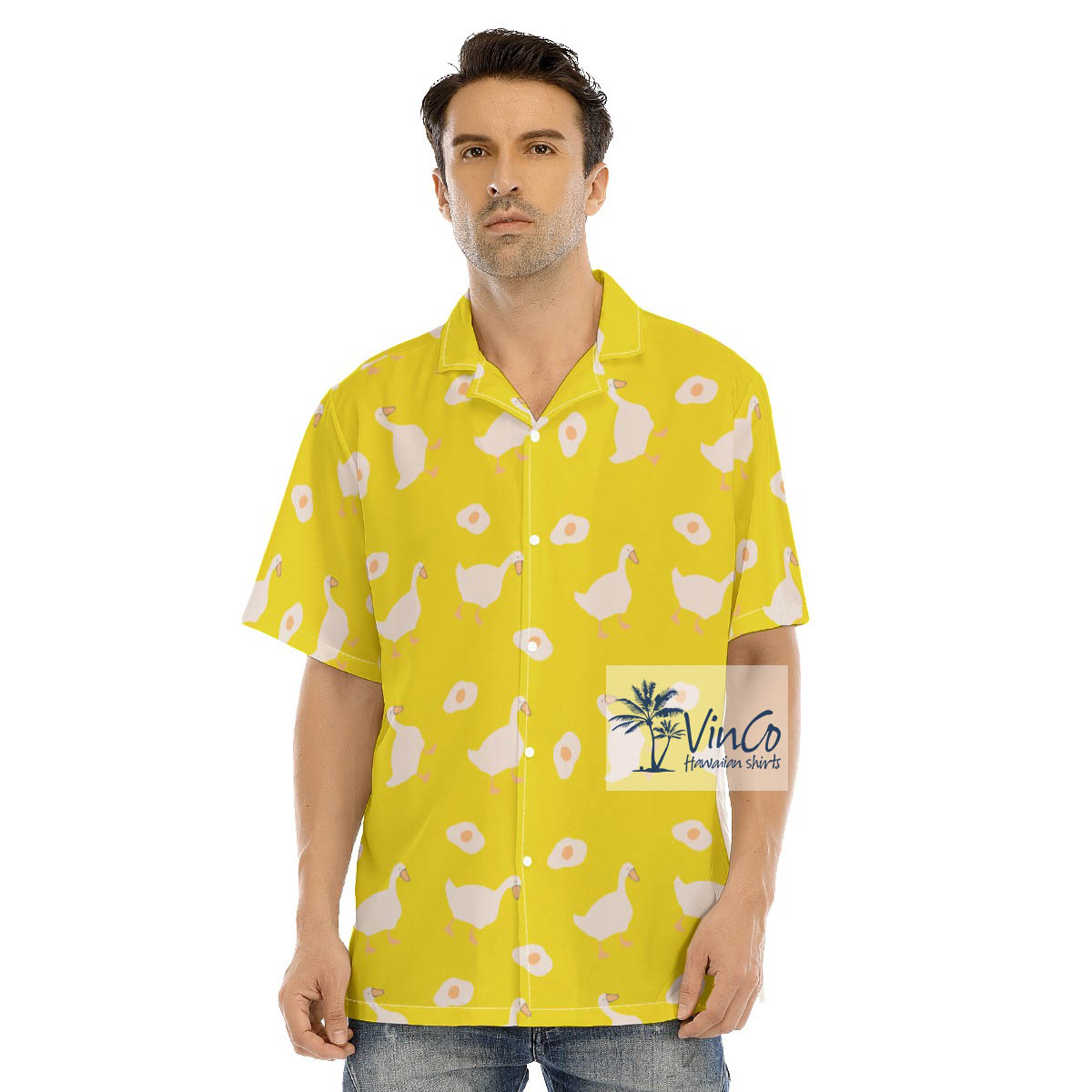 Funny Goose Yellow Hawaiian Shirts For Men - variant image 1