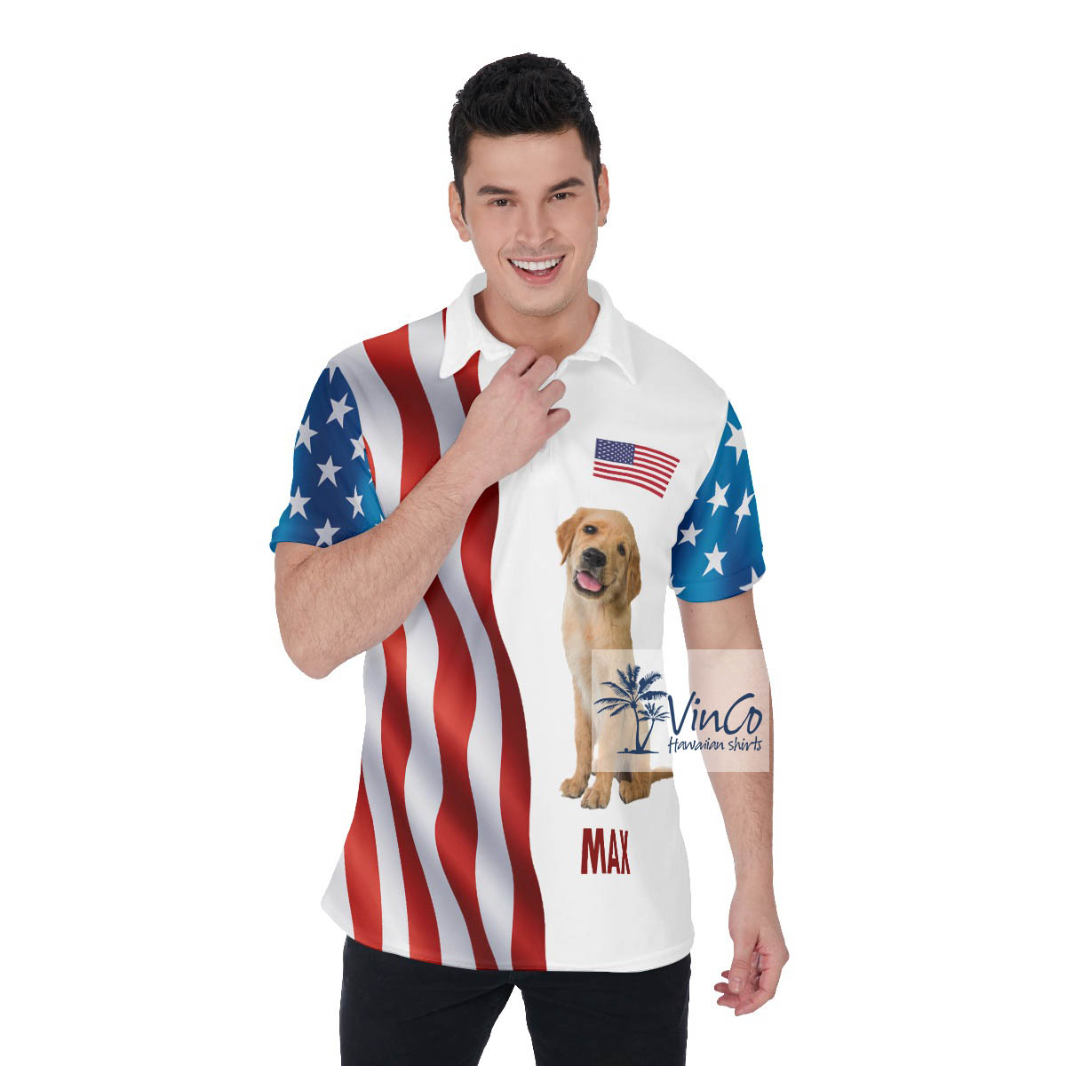 Custom Dog And Name Hawaiian Polo Golf Shirt For Men - variant image 1
