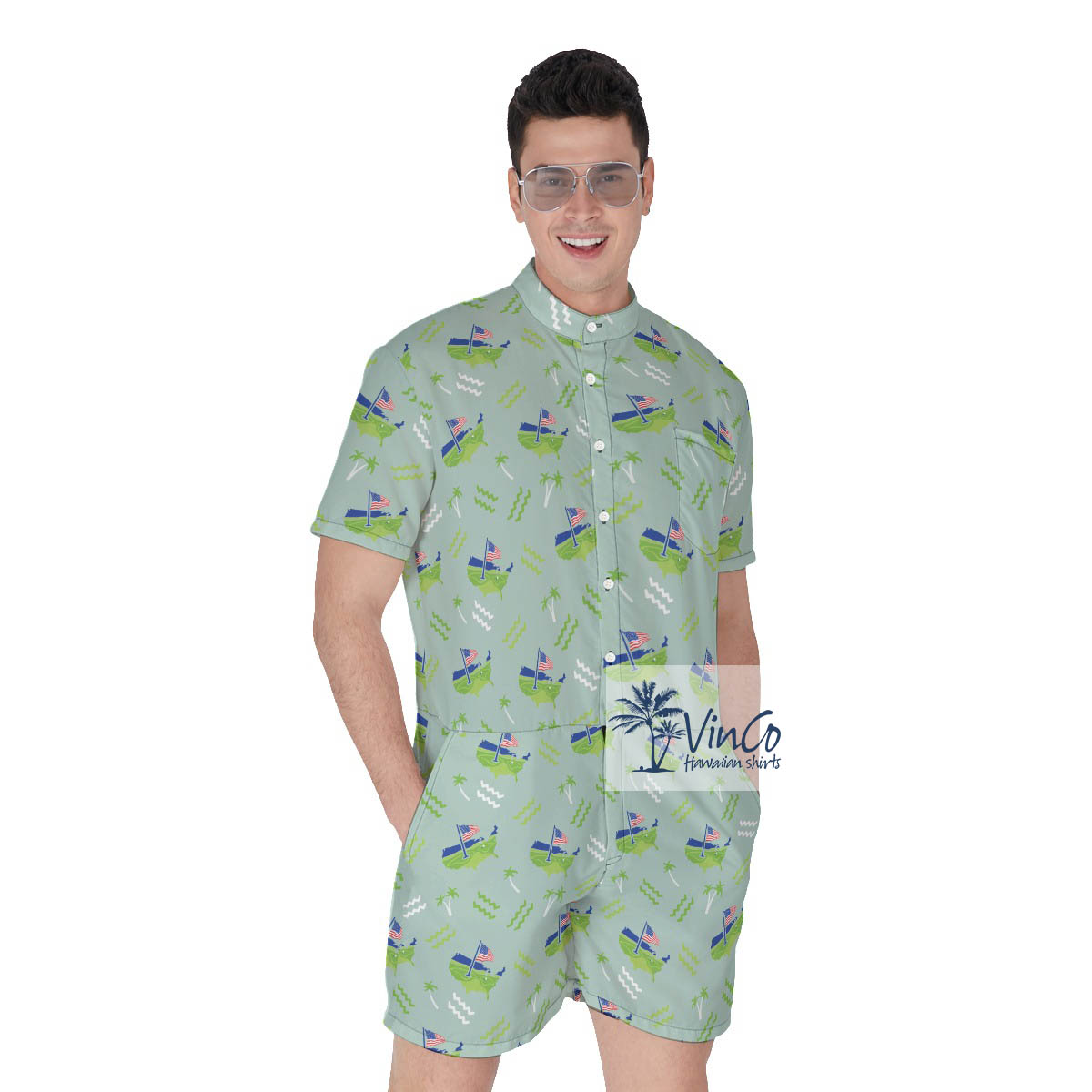 Cool American Golf Hawaiian Romper For Men - variant image 1