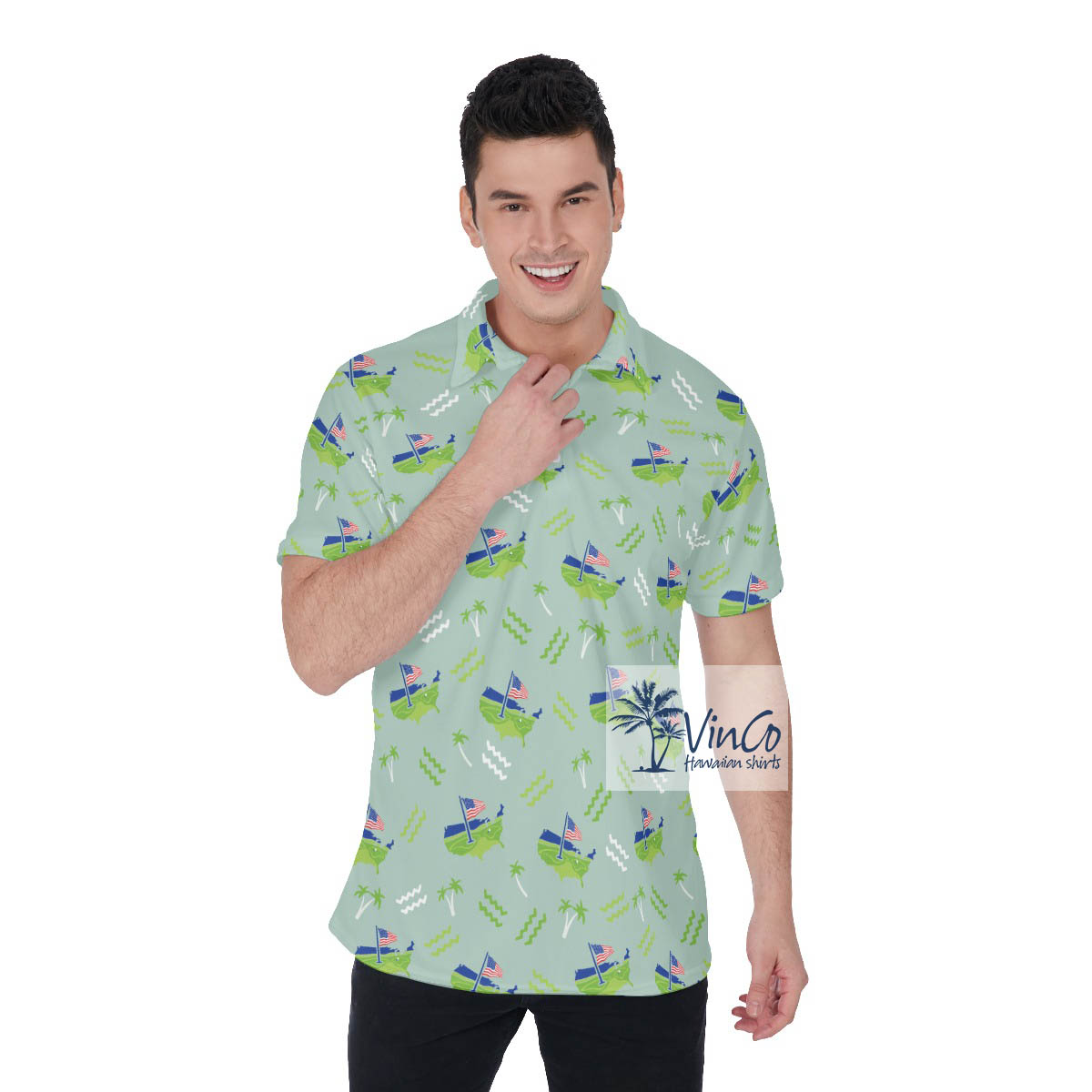 American Golf Tour Hawaiian Golf Polo Shirt For Men - variant image 1