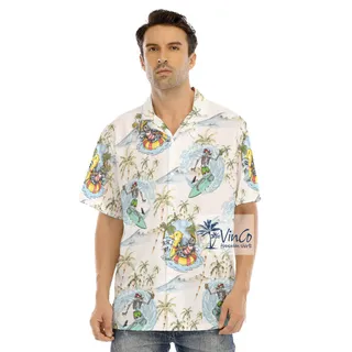Men's Skull Surfing Hawaiian Shirt For Vacation