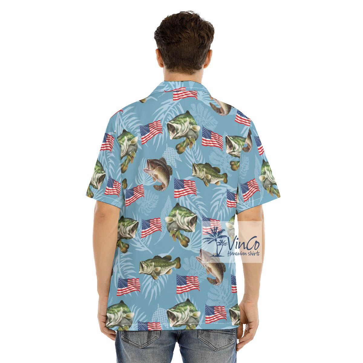 American Flag Fish Hawaiian Shirt