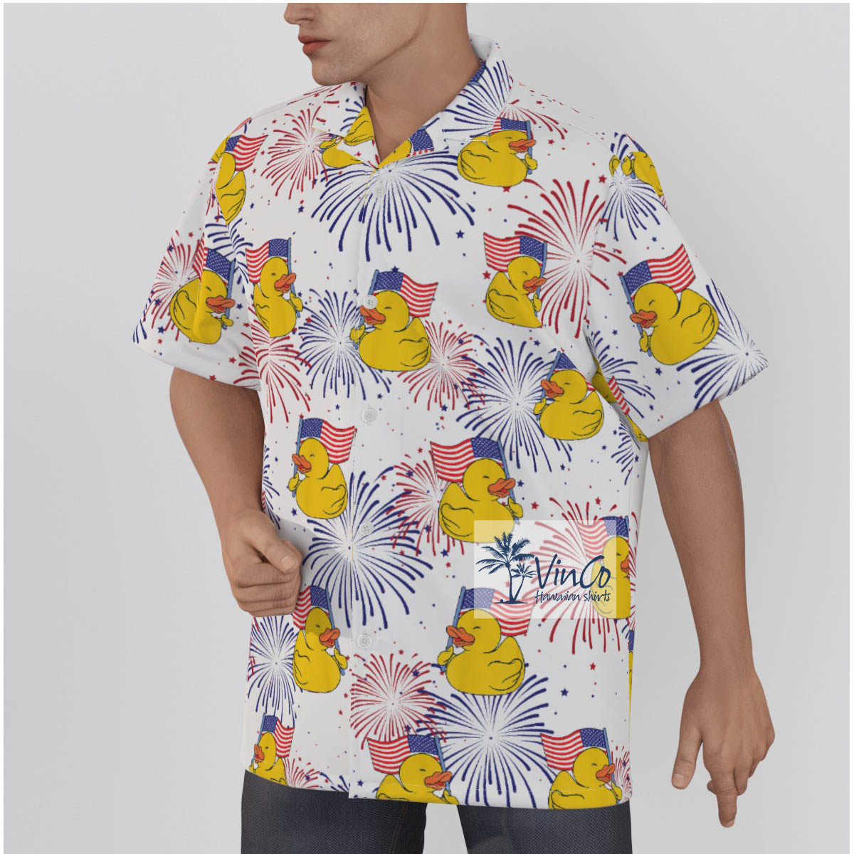 Patriotic Rubber Duck Hawaiian Shirt For 4th Of July